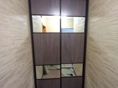 Двери для шкафа-купе с зеркальными вставками Дк 222 реальное фото